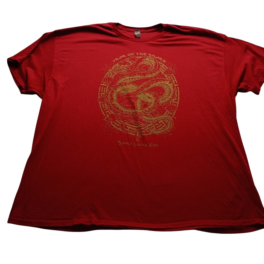 Gildan T-Shirt Men's Saint Louis Zoo Year of the Snake Graphic Red 3XL NWOT